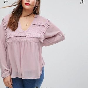 Asos Curves Pink Sheer Blouse with matching cami